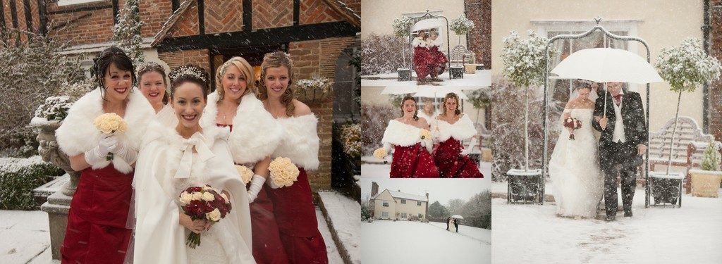 Winter wedding snow collage