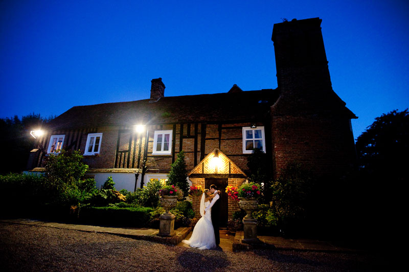 twilight night time wedding venue Newland Hall