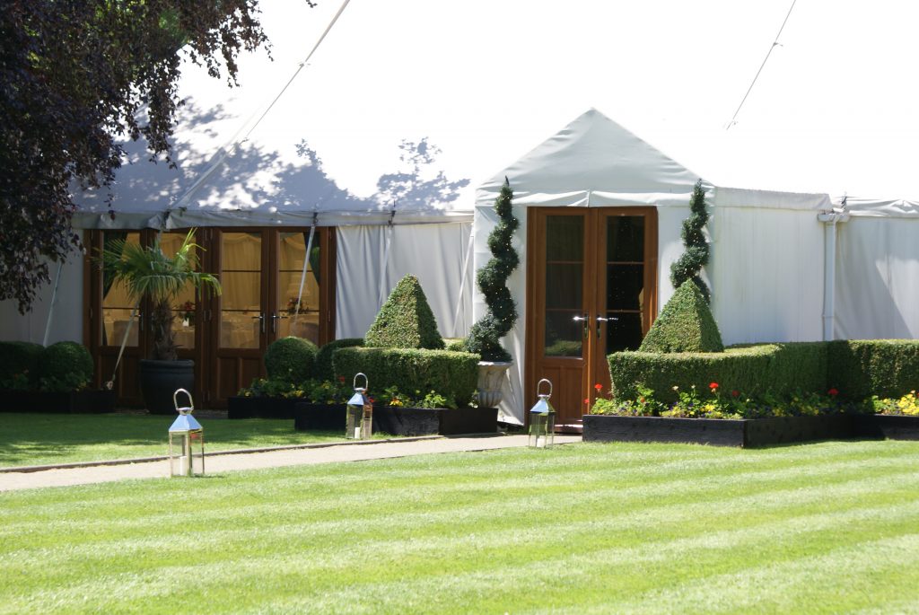 Trimmed Hedge Marquee Entrance