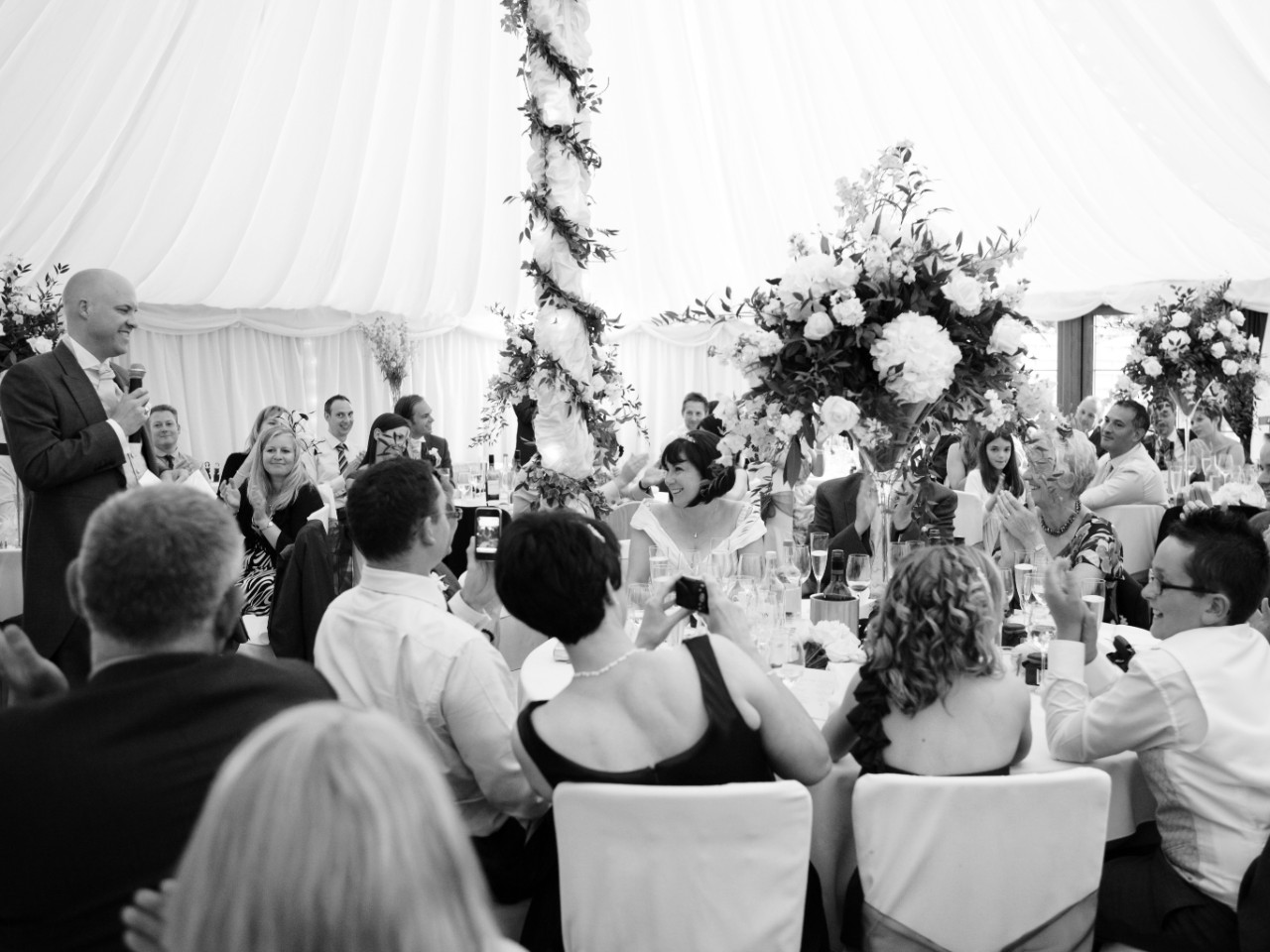 Bride and Groom Reception wedding venue essex Monochrome