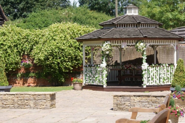 Gazebo in Daytime decorated at wedding venue essex