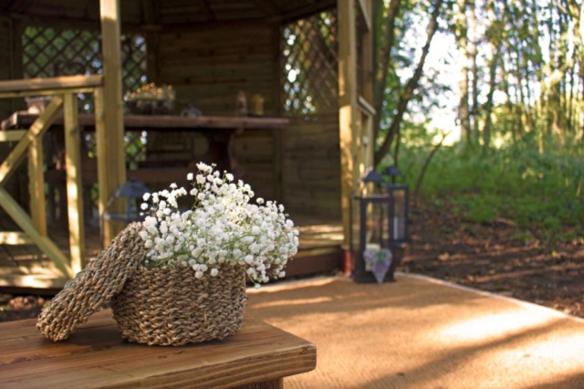 White flowers in basket